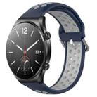 For Xiaomi MI Watch S1 22mm Perforated Breathable Sports Silicone Watch Band(Midnight Blue+Gray) - 1