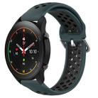 For Xiaomi MI Watch S1 Pro 22mm Perforated Breathable Sports Silicone Watch Band(Olive Green+Black) - 1