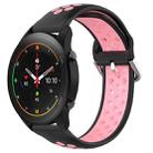 For Xiaomi MI Watch S1 Pro 22mm Perforated Breathable Sports Silicone Watch Band(Black+Pink) - 1