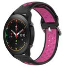 For Xiaomi MI Watch S1 Pro 22mm Perforated Breathable Sports Silicone Watch Band(Black+Rose Red) - 1