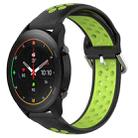 For Xiaomi MI Watch S1 Pro 22mm Perforated Breathable Sports Silicone Watch Band(Black+Lime) - 1