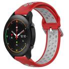 For Xiaomi MI Watch S1 Pro 22mm Perforated Breathable Sports Silicone Watch Band(Red+Grey) - 1