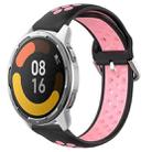 For Xiaomi MI Watch Color 2 22mm Perforated Breathable Sports Silicone Watch Band(Black+Pink) - 1
