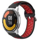 For Xiaomi MI Watch Color 2 22mm Perforated Breathable Sports Silicone Watch Band(Black+Red) - 1
