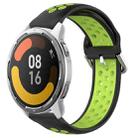 For Xiaomi MI Watch Color 2 22mm Perforated Breathable Sports Silicone Watch Band(Black+Lime) - 1