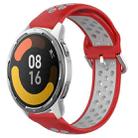 For Xiaomi MI Watch Color 2 22mm Perforated Breathable Sports Silicone Watch Band(Red+Grey) - 1