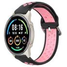 For Xiaomi MI Watch Sport 22mm Perforated Breathable Sports Silicone Watch Band(Black+Pink) - 1