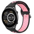 For Xiaomi Haylou RT2 LS10 22mm Perforated Breathable Sports Silicone Watch Band(Black+Pink) - 1