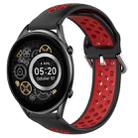 For Xiaomi Haylou RT2 LS10 22mm Perforated Breathable Sports Silicone Watch Band(Black+Red) - 1