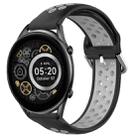For Xiaomi Haylou RT2 LS10 22mm Perforated Breathable Sports Silicone Watch Band(Black+Grey) - 1