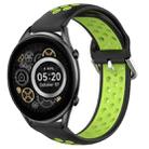 For Xiaomi Haylou RT2 LS10 22mm Perforated Breathable Sports Silicone Watch Band(Black+Lime) - 1