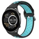 For Xiaomi Haylou RT2 LS10 22mm Perforated Breathable Sports Silicone Watch Band(Black+Blue) - 1