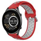 For Xiaomi Haylou RT2 LS10 22mm Perforated Breathable Sports Silicone Watch Band(Red+Grey) - 1