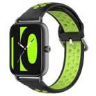 For  Xiaomi Haylou RS4 LS12 22mm Perforated Breathable Sports Silicone Watch Band(Black+Lime) - 1