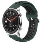 For Amazfit GTR 4 22mm Perforated Breathable Sports Silicone Watch Band(Olive Green+Black) - 1