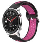 For Amazfit GTR 4 22mm Perforated Breathable Sports Silicone Watch Band(Black+Rose Red) - 1