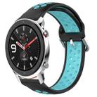 For Amazfit GTR 4 22mm Perforated Breathable Sports Silicone Watch Band(Black+Blue) - 1