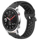 For Amazfit GTR 4 22mm Perforated Breathable Sports Silicone Watch Band(Black) - 1