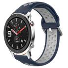 For Amazfit GTR 4 22mm Perforated Breathable Sports Silicone Watch Band(Midnight Blue + Gray) - 1
