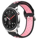 For Amazfit GTR 4 Pro 22mm Perforated Breathable Sports Silicone Watch Band(Black+Pink) - 1