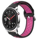 For Amazfit GTR 4 Pro 22mm Perforated Breathable Sports Silicone Watch Band(Black+Rose Red) - 1