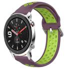 For Amazfit GTR 4 Pro 22mm Perforated Breathable Sports Silicone Watch Band(Purple+Lime) - 1