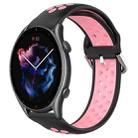 For Amazfit GTR 3 22mm Perforated Breathable Sports Silicone Watch Band(Black+Pink) - 1