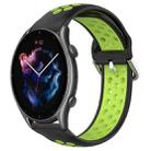 For Amazfit GTR 3 Pro 22mm Perforated Breathable Sports Silicone Watch Band(Black+ Lime) - 1