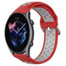 For Amazfit GTR 3 Pro 22mm Perforated Breathable Sports Silicone Watch Band(Red+Grey) - 1