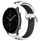 For Amazfit GTR 2e 22mm Perforated Breathable Sports Silicone Watch Band(White+Black) - 1