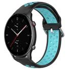 For Amazfit GTR 2e 22mm Perforated Breathable Sports Silicone Watch Band(Black+Blue) - 1