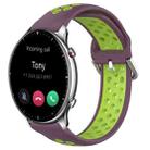 For Amazfit GTR 2 22mm Perforated Breathable Sports Silicone Watch Band(Purple+Lime) - 1