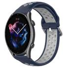 For Amazfit 3 22mm Perforated Breathable Sports Silicone Watch Band(Midnight Blue + Gray) - 1