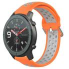 For Amazfit GTR 47mm 22mm Perforated Breathable Sports Silicone Watch Band(Orange+Grey) - 1