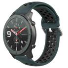 For Amazfit GTR 47mm 22mm Perforated Breathable Sports Silicone Watch Band(Olive Green+Black) - 1