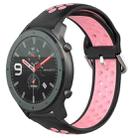 For Amazfit GTR 47mm 22mm Perforated Breathable Sports Silicone Watch Band(Black+Pink) - 1
