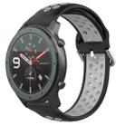 For Amazfit GTR 47mm 22mm Perforated Breathable Sports Silicone Watch Band(Black+ Grey) - 1