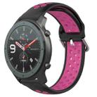 For Amazfit GTR 47mm 22mm Perforated Breathable Sports Silicone Watch Band(Black+Rose Red) - 1