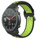 For Amazfit GTR 47mm 22mm Perforated Breathable Sports Silicone Watch Band(Black+ Lime) - 1