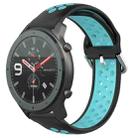 For Amazfit GTR 47mm 22mm Perforated Breathable Sports Silicone Watch Band(Black+Blue) - 1