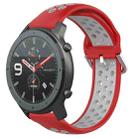 For Amazfit GTR 47mm 22mm Perforated Breathable Sports Silicone Watch Band(Red+Grey) - 1