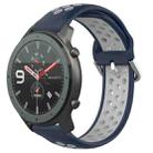 For Amazfit GTR 47mm 22mm Perforated Breathable Sports Silicone Watch Band(Midnight Blue + Gray) - 1