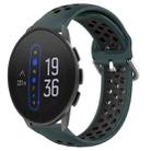 For Suunto 9 Peak 22mm Perforated Breathable Sports Silicone Watch Band(Olive Green+Black) - 1