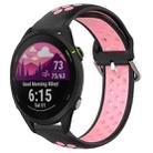 For Garmin Forerunner 255 22mm Perforated Breathable Sports Silicone Watch Band(Black+Pink) - 1