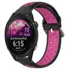For Garmin Forerunner 255 Music 22mm Perforated Breathable Sports Silicone Watch Band(Black+Rose Red) - 1