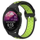 For Garmin Forerunner 255 Music 22mm Perforated Breathable Sports Silicone Watch Band(Black+ Lime) - 1