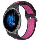 For Garmin Venu 2 22mm Perforated Breathable Sports Silicone Watch Band(Black+Rose Red) - 1
