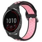 For Garmin Vivoactive4 22mm Perforated Breathable Sports Silicone Watch Band(Black+Pink) - 1