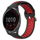 For Garmin Vivoactive4 22mm Perforated Breathable Sports Silicone Watch Band(Black+ Red) - 1