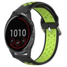 For Garmin Vivoactive4 22mm Perforated Breathable Sports Silicone Watch Band(Black+ Lime) - 1